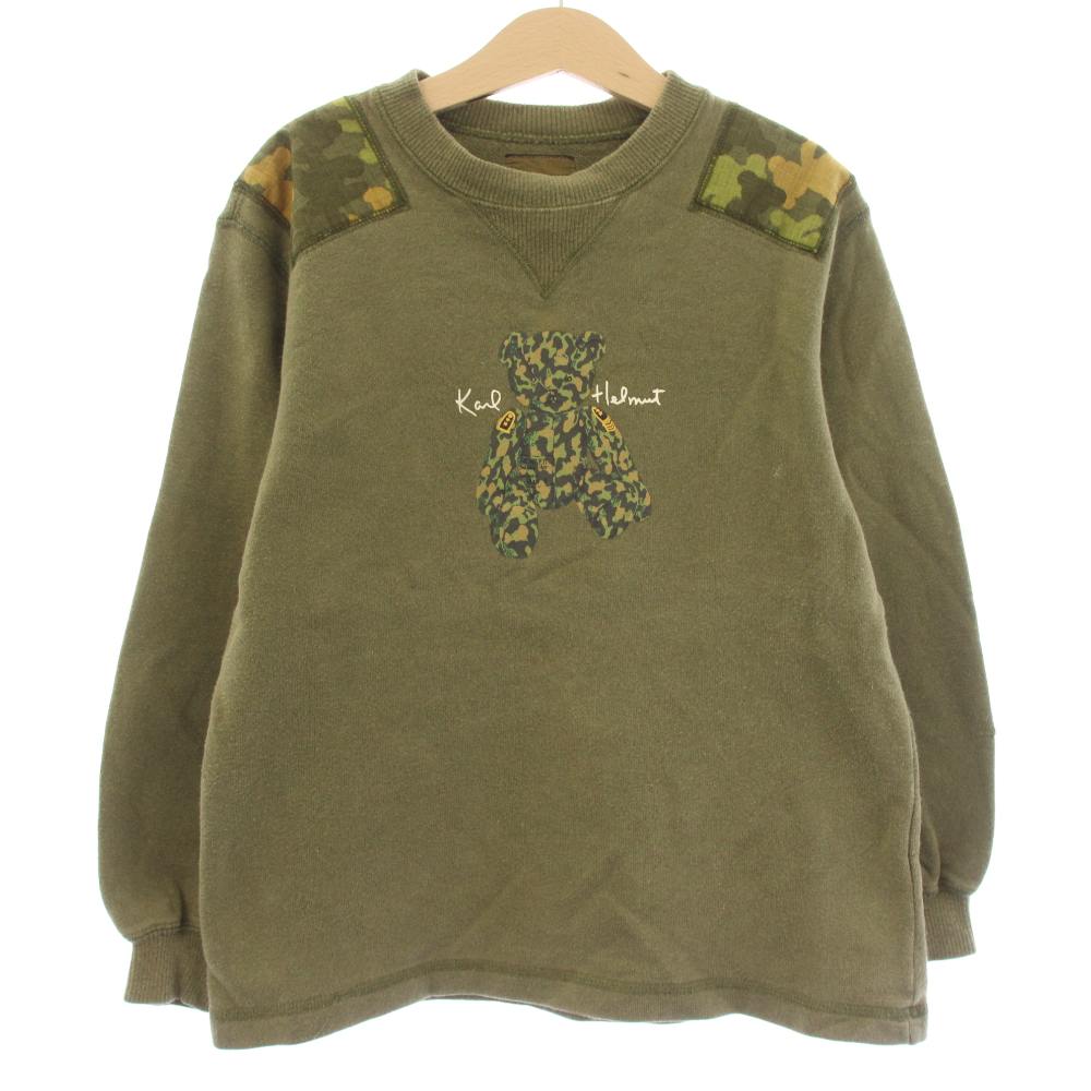 【中古】カールヘルム Karl Helmut スウェット トレーナー S カーキ 長袖 カモフラ...