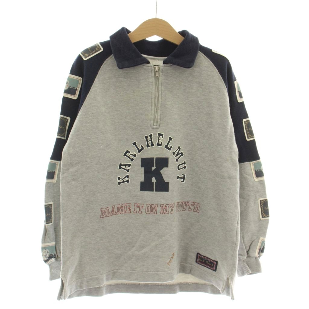 【中古】カールヘルム Karl Helmut 子ども服（男の子用） S（100） グレー 紺 ネイビー 長袖 ハーフジップ ロゴ刺繍 P050ZUAL65E /DU キッズ 【ベクトル 古着】 260513