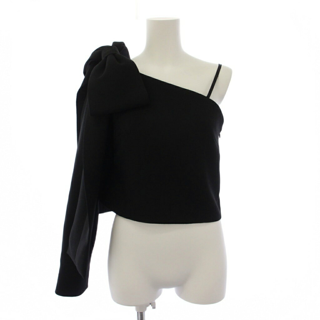 未使用品 パハマン Pachman ONE SHOULDER RIBBON BLOUSE シャツ ブラウス 長袖 36 黒 /BM レディース  260514