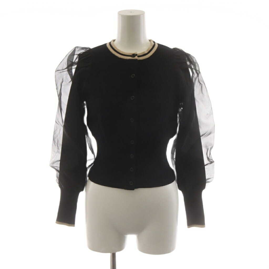 ハーリップトゥ Her lip to Organdy Fairy Knit Topvintage カーディガン 長袖 シースルー シアー S 黒 ブラック 1214202082 /AN72 レディース  260518
