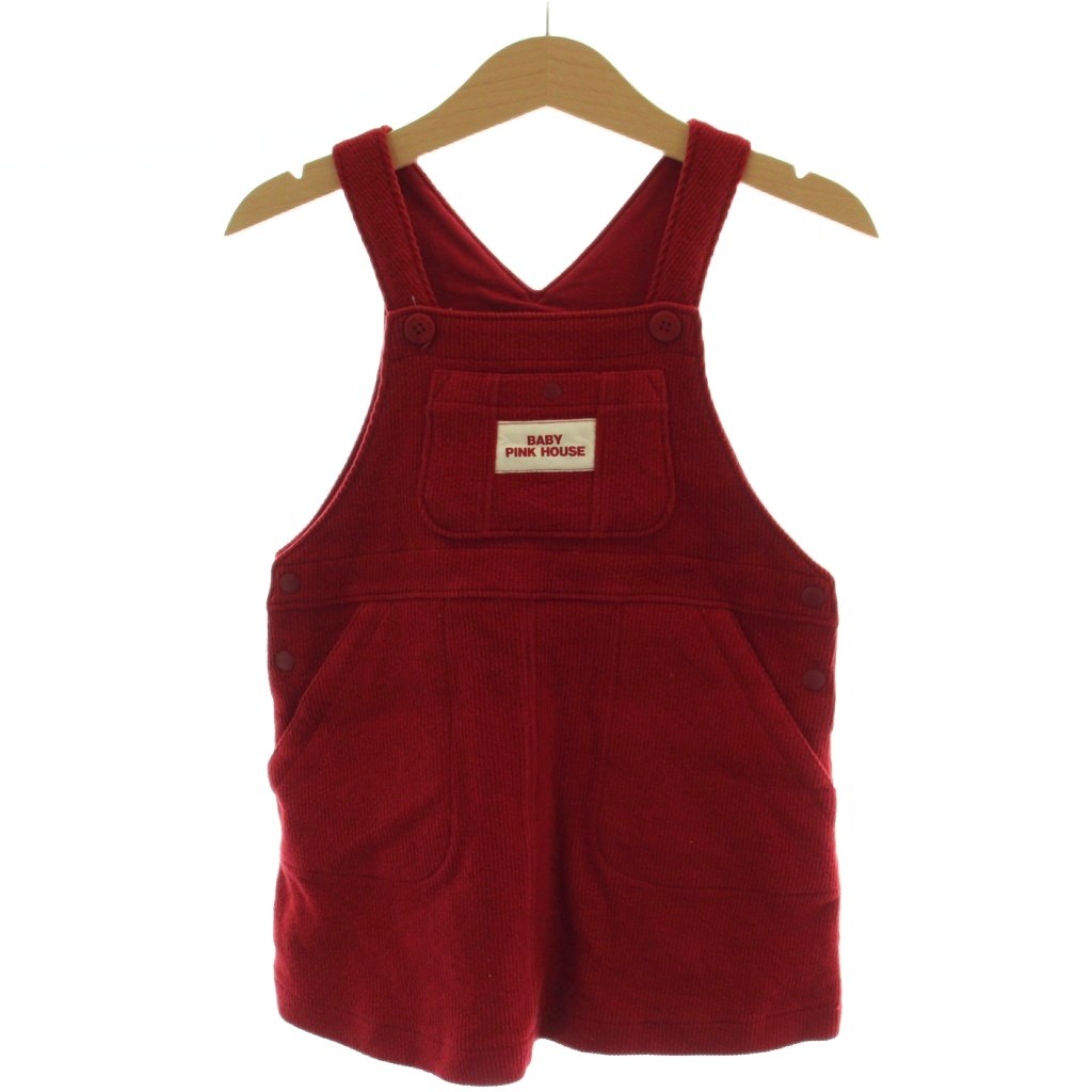 【中古】ベビーピンクハウス BABY PINK HOUSE ジャンパースカート ジャンスカ ワンピース M 赤 ミニ丈 コーデュロイ /GG キッズ 【ベクトル 古着】 260518