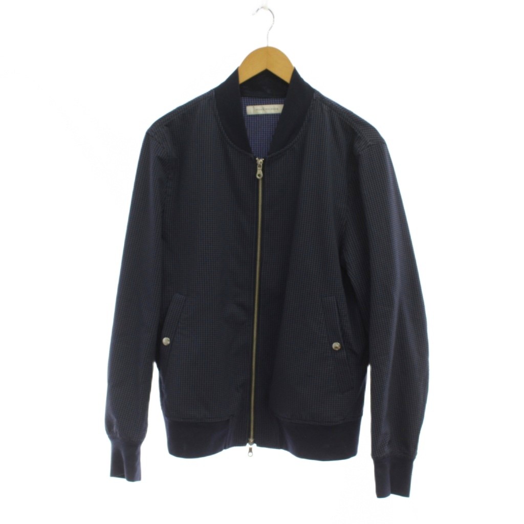 乐天商城 - 【中古】メンズメルローズ MEN'S MELROSE ジャケット 5 紺 チェック柄 長袖 ジップアップ /JP メンズ 【ベクトル 古着】 260519