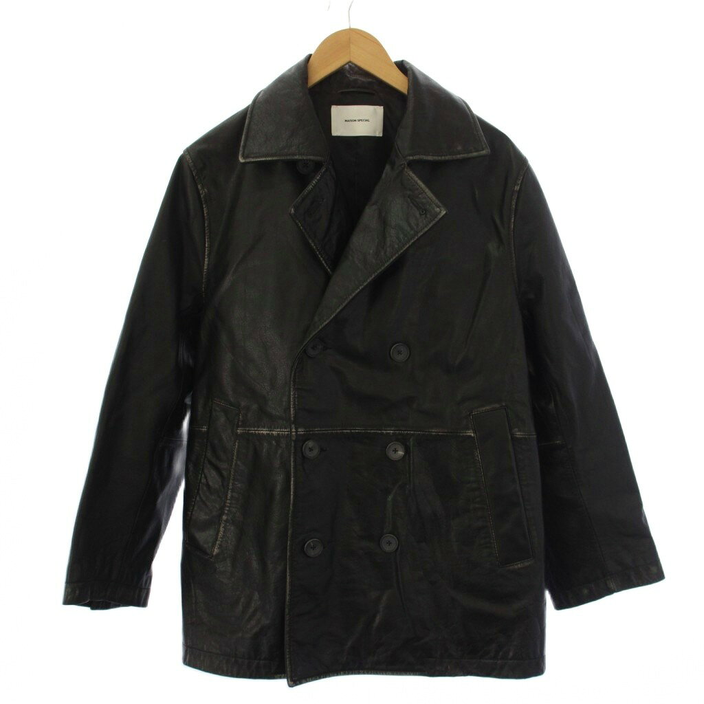 メゾンスペシャル MAISON SPECIAL Hand Rub-Off Buffalo Leather Dress-Over Double Short レザージャケット エイジング加工 バッファロー 0 黒 11232161218 /BM メンズ  260520