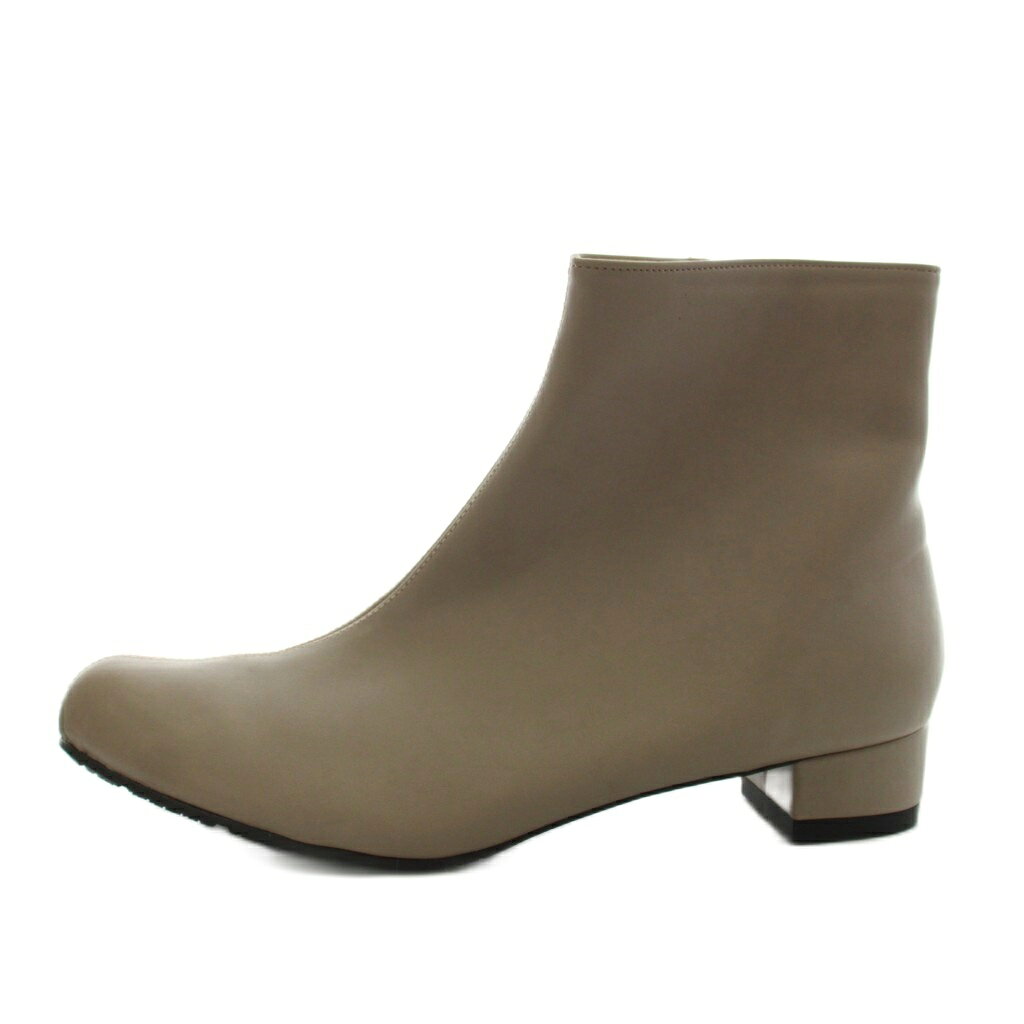 ラクナ RAKUNA SEITAI BOOTS ショートブーツ チャンキーヒール アーモンドトゥ LL グレージュ /AN64 レディース  260527