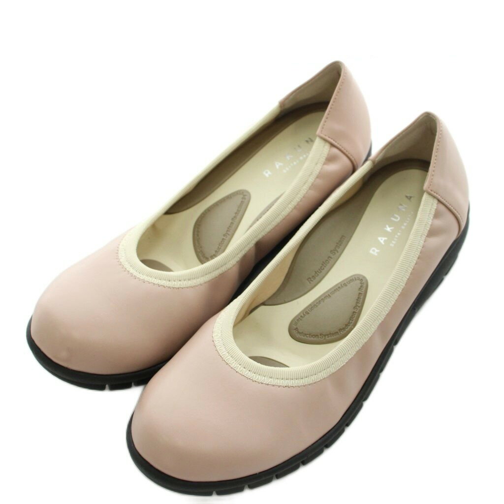 ラクナ RAKUNA SEITAI BALLET パンプス ラウンドトゥ 24.5cm ピンク /AN49 レディース  260522