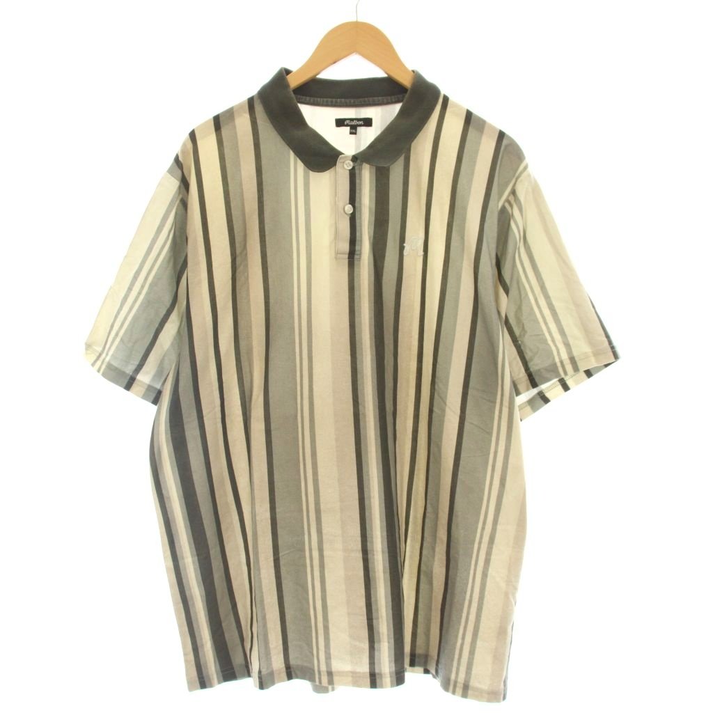 乐天商城 - 【中古】マルボン ポロシャツ 半袖 ストライプ柄 XXL グレー ベージュ /☆G メンズ 【ベクトル 古着】 260521
