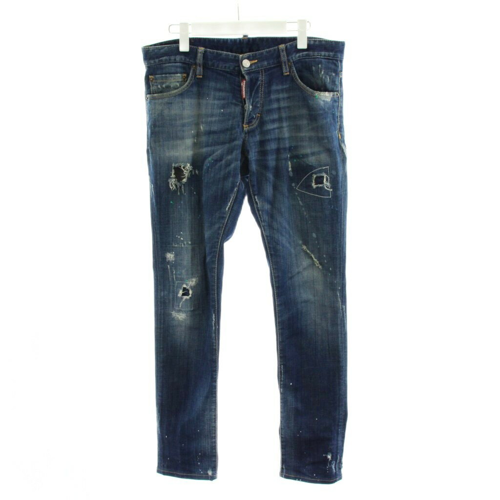 [중고]디스퀘어드 DSQUARED2 Slim jean 데님 팬츠 청바지 지팡이 G팬 데미지 가공 버튼 플라이 48 파랑 블루 S74LA0900 /AN87 맨즈 [벡터 헌옷] 260529