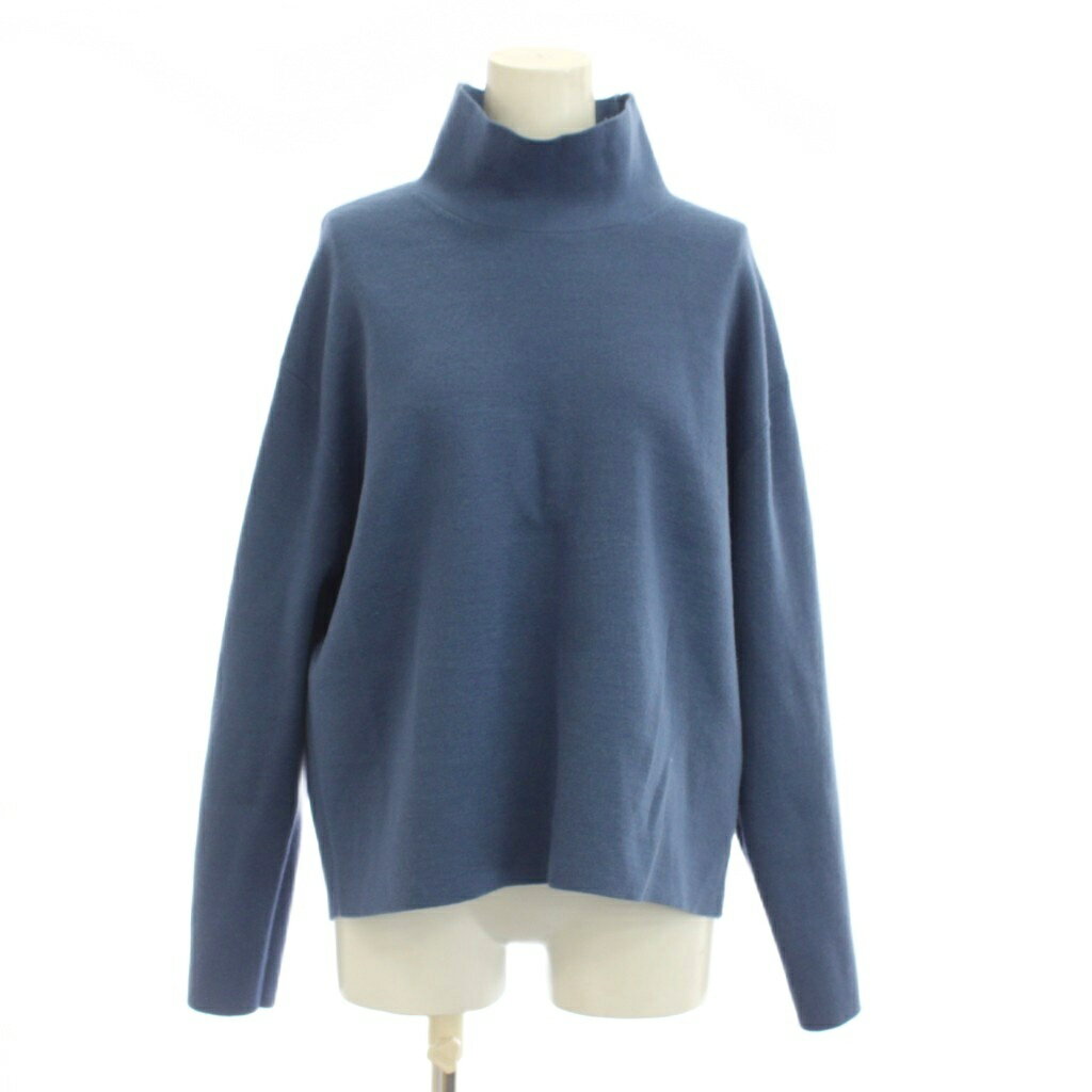 【中古】自由区 オンワード樫山 23AW ウールミラノハイネック ニット セーター 38 青 無地 長袖 KRWMSW0553 /JP レディース 【ベクトル 古着】 260523