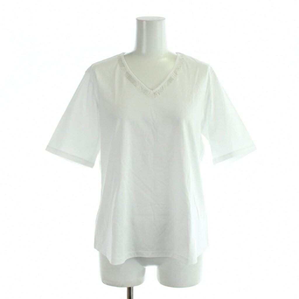 【中古】未使用品 トランスワーク TRANS WORK Tシャツ 40 白 ホワイト Vネック 半袖 無地 /AP レディース 【ベクトル 古着】 260528