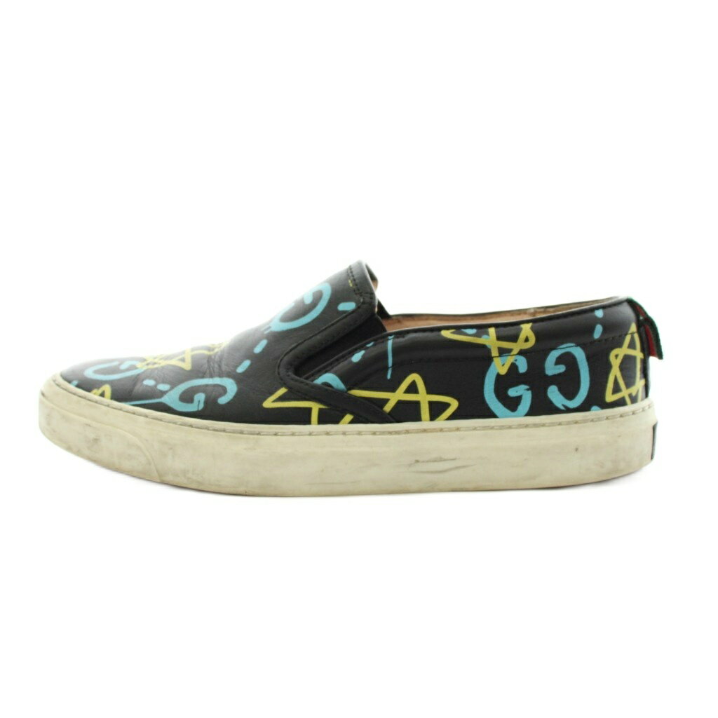 gucci///////////////\' - 【中古】グッチ GUCCI シェリーライン スリッポン シューズ 総柄 レザー 36 黒 ブラック 408510 /AN46 レディース 【ベクトル 古着】 260603