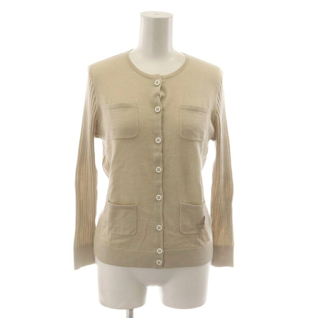 【中古】ランバン LANVIN LANVIN COLLECTION カーディガン 絹混 シルク混 カシミヤ混 38 ベージュ 長袖 /RR レディース 【ベクトル 古着】 260527