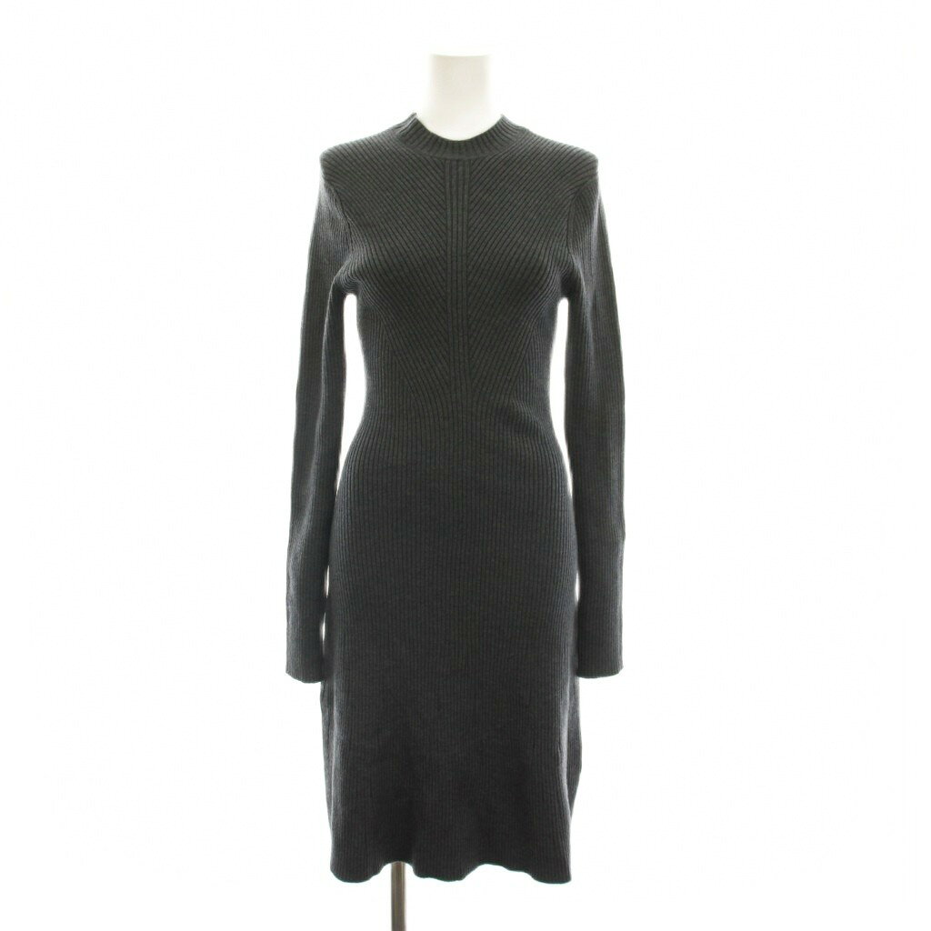 セオリー Theory IMPERIAL WOOL MOVING RIB DRESS ニット ワンピース ひざ丈 S グレー 長袖 /YM レディース  260602