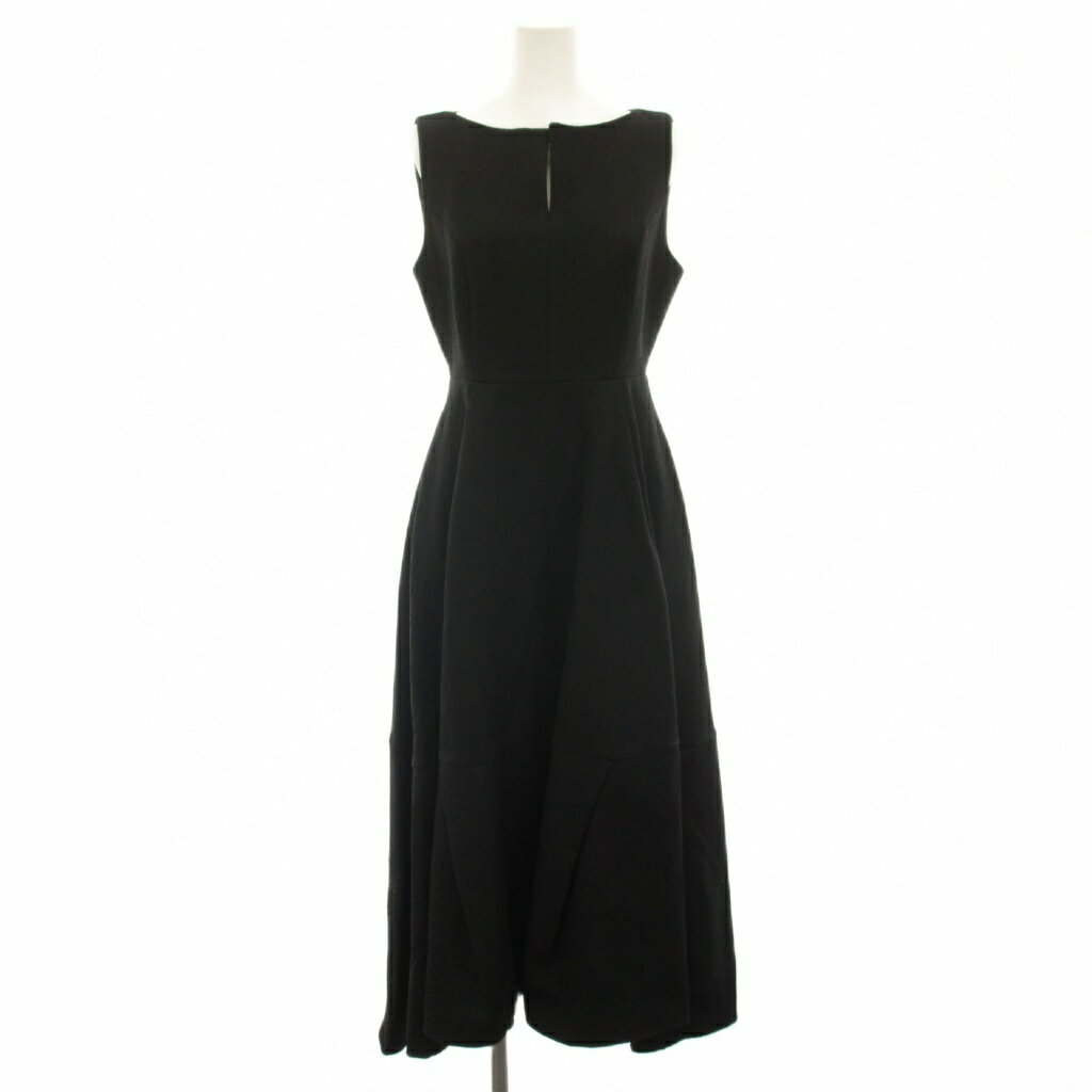 未使用品 ローブ ブラン L'AUBE BLANC キーネックジャガードドレス Keyneck Jacquard Dress ワンピース ロング ノースリーブ M 黒 ブラック 23SP-11 /YT レディース  260601