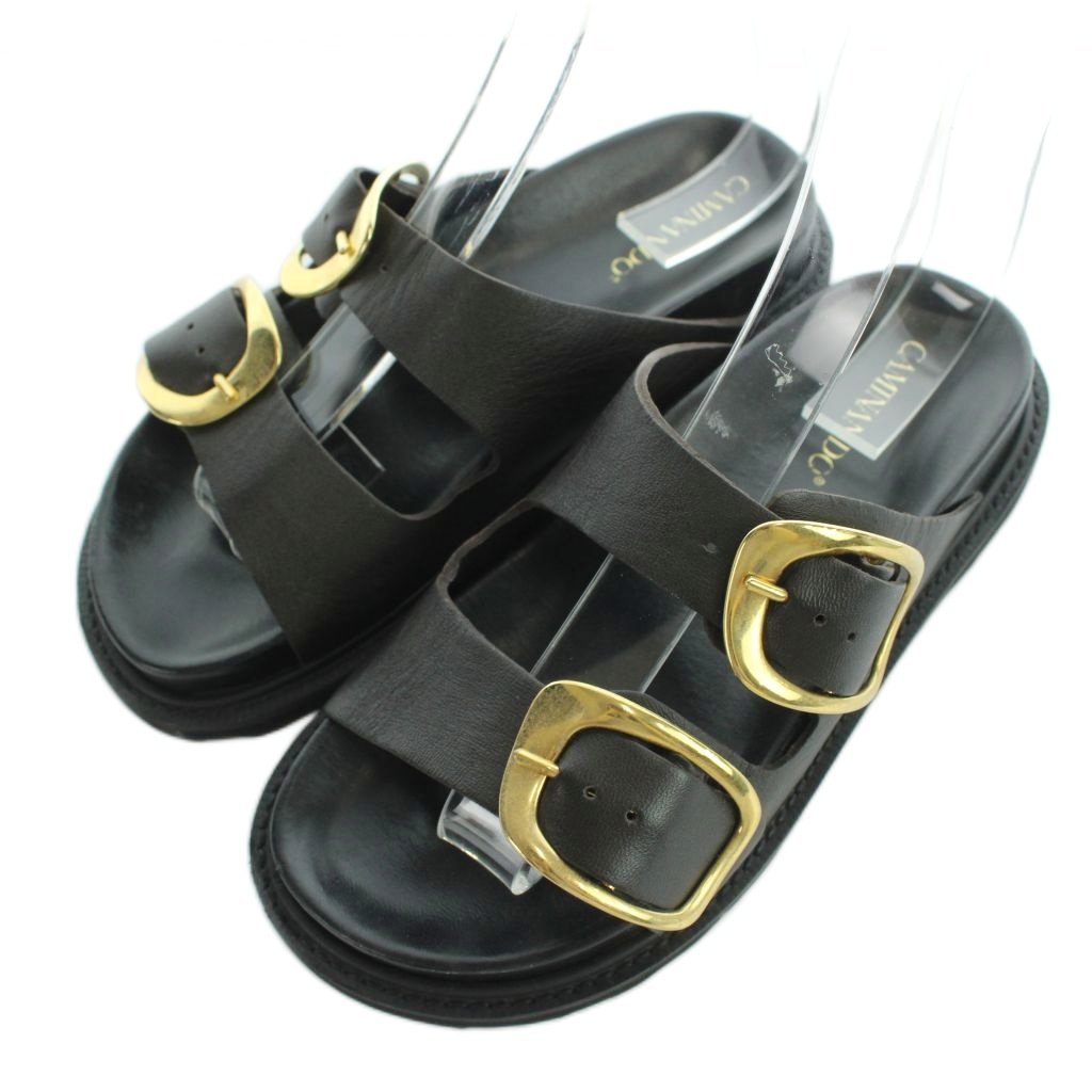 【中古】カミナンド caminando サンダル 23.0cm 黒 ブラック 茶 ブラウン /AN68 レディース 【ベクトル 古着】 260601