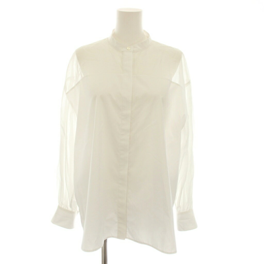 セオリーリュクス theory luxe 24AW リュクスコットンアヴェリアンオー LUXE COTTON ABELIAN O シャツ ブラウス バンドカラー 長袖 シアー 38 白 ホワイト 03-4308260-000-038 /YT レディース  260601