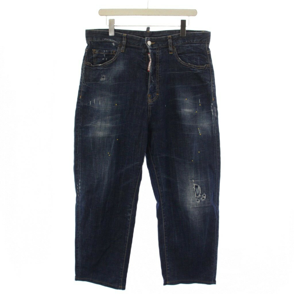[중고] 디스퀘어드 DSQUARED2 BIG BRAD 옐로우 페인트 데님 팬츠 청바지 버튼 플라이 USED 가공 48 인디고 S71LB0745 /BM 맨즈 [벡터 헌옷] 260603