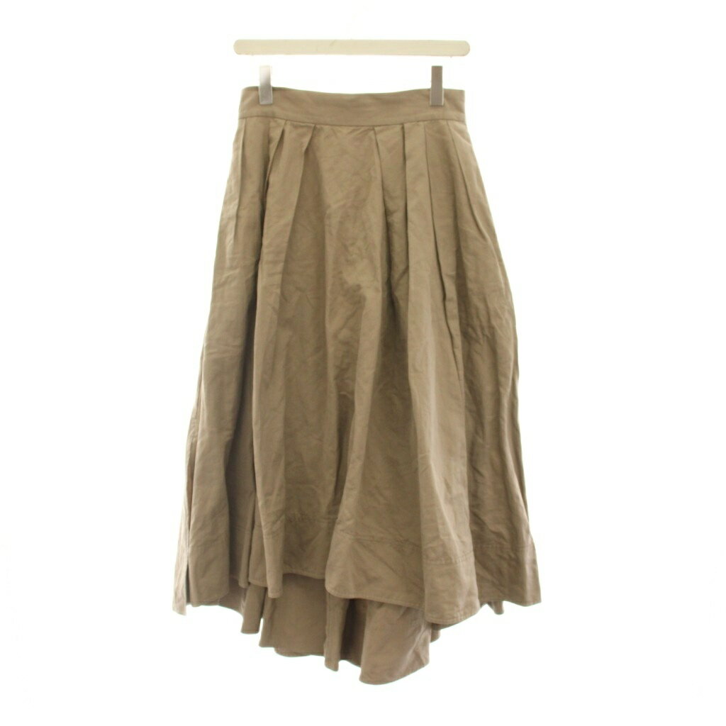 マディソンブルー MADISONBLUE TUCK VOLUME SKIRT タックボリュームスカート コットン リネン 2 M ベージュ ブラウン ロング MB174-6001 /YM レディース  260605