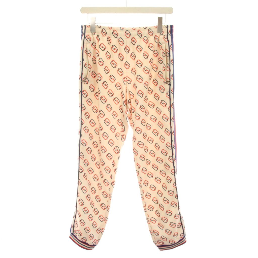 gucci///////////////\' - 【中古】グッチ GUCCI ジャージ インターロッキング トラックパンツ サイドライン GGロゴ XS ベージュ 赤 紺 /YM メンズ 【ベクトル 古着】 260605