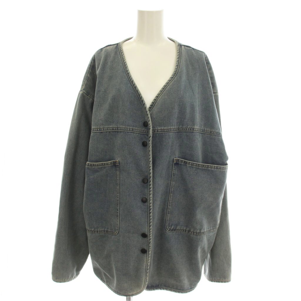 ARULE アルール デニム ノーカラージャケット コート M 青 ブルー aru_ty-outer-243033-LBL /☆G レディース  260611