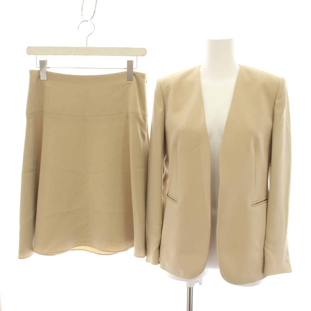 セオリー Theory 23SS クラシッククレープリンドライアビー CLASSIC CREPE LINDRAYIA B ノーカラージャケット クラシッククレープフレア CLASSIC CREPE FLARE スカート ひざ丈 2 ベージュ /YT レディース  260615