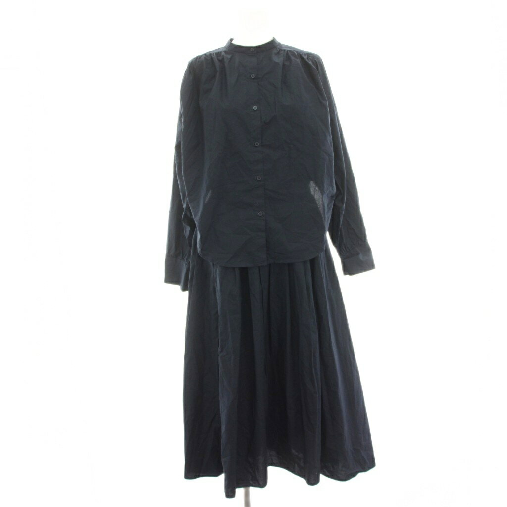 【中古】ミラオーウェン Mila Owen 24SS スタンド衿前ふらし後ドッキングシャツワンピース 長袖 マキシ ロング 1 紺 ネイビー 09WF0241007 /HN23 レディース 【ベクトル 古着】 260619 auc-vector-21042484 ブランド古着の買取販売ベクトル パッケージ画像