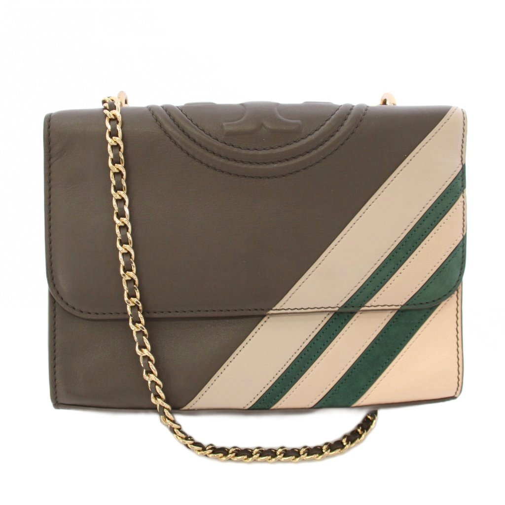 トリーバーチ TORY BURCH Fleming Stripe convertibleショルダーバッグ レザー 茶 ブラウン /TK レディース  260619