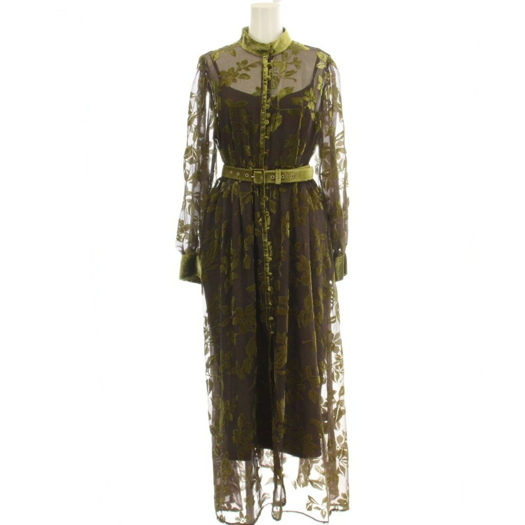 アメリヴィンテージ Ameri VINTAGE UNDRESSED LUNA OPAL DRESS シースルー ワンピース ロング 花柄 長袖 M 茶 カーキ 02020530510 /☆G12 レディース  260618