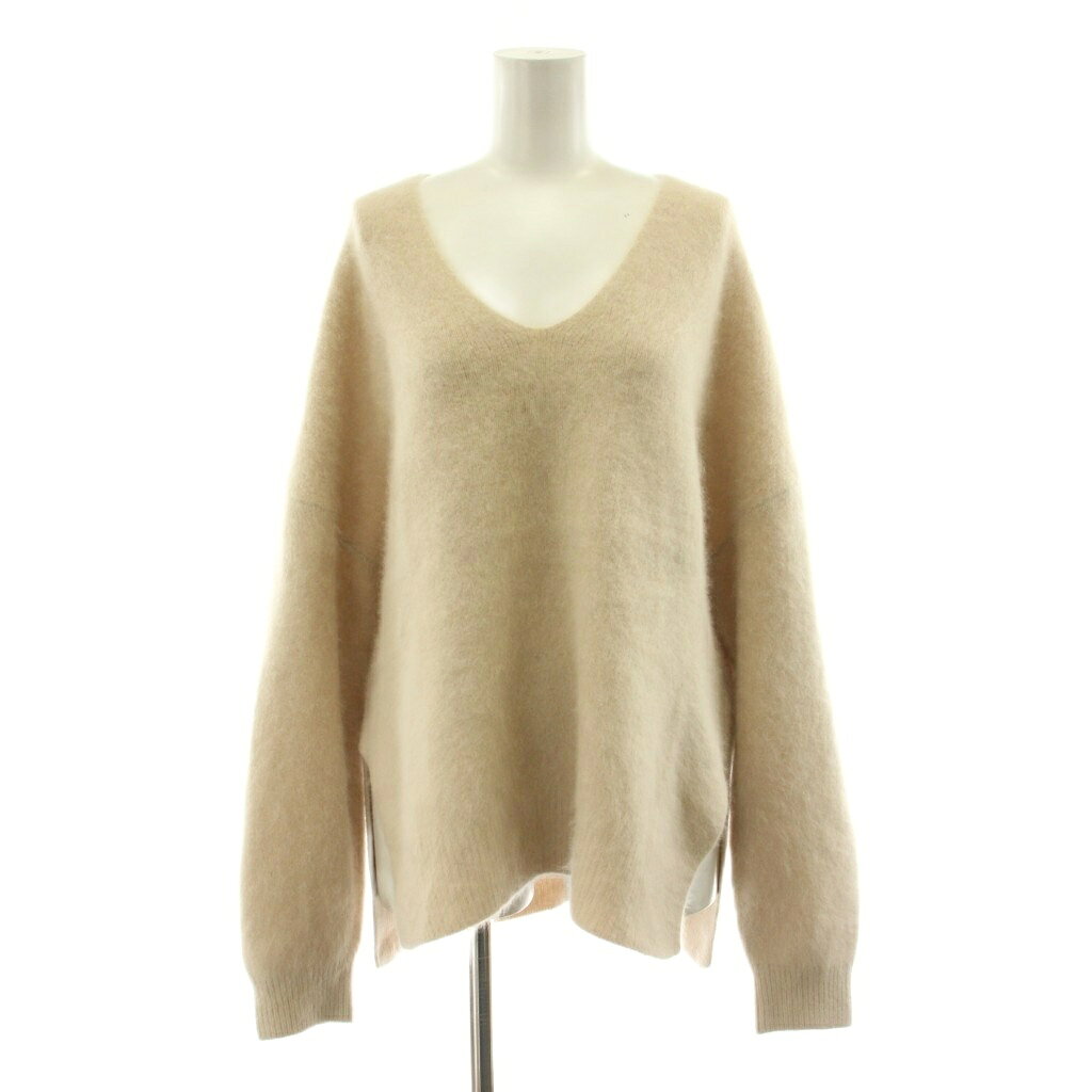【中古】プラージュ Plage Fur V スリットプルオーバー セーター 長袖 ウール ベージュ 19080922101030 /KU 13 レディース 【ベクトル 古着】 260625