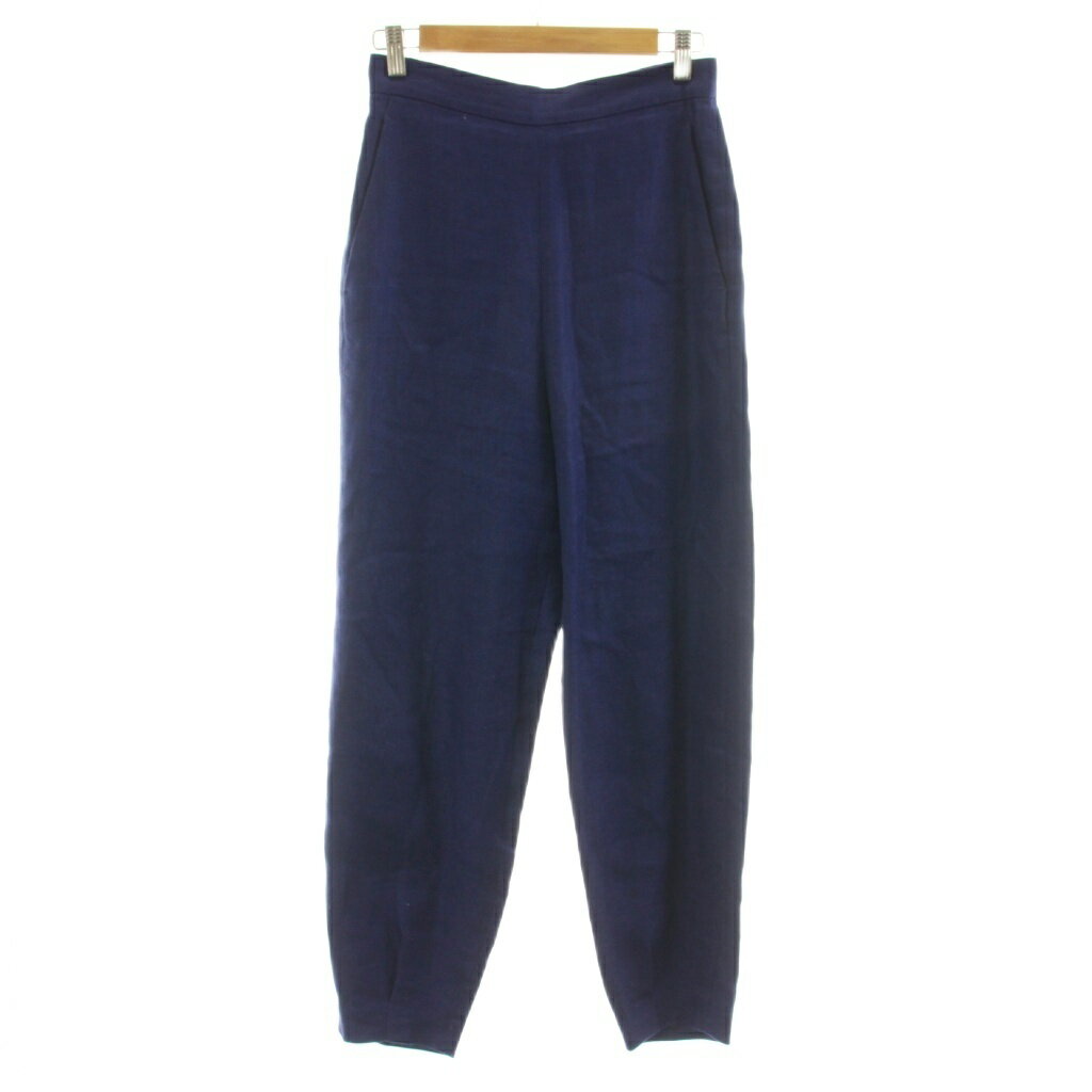 6 ROKU BEAUTY&YOUTH B&Y ロク ビューティーアンドユース TUCK BACK ZIP PANTS テーパードパンツ 麻 リネン 34 青 ブルー 8614-299-0100 /KU 31 レディース  260625