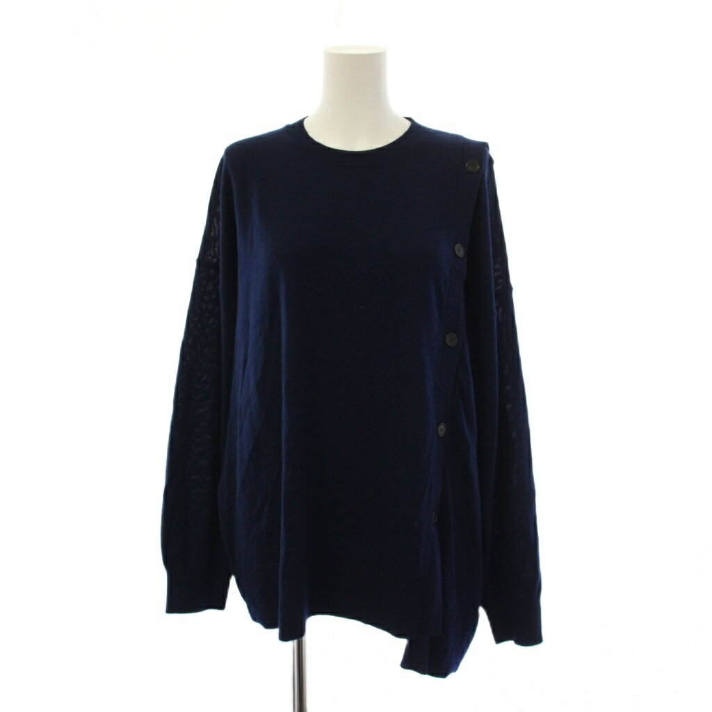 エンフォルド ENFOLD 26SS TWO-WAY PULLOVER ニット セーター 長袖 ウール 38 ネイビー 300JS270-0211 /BM40 レディース  260625
