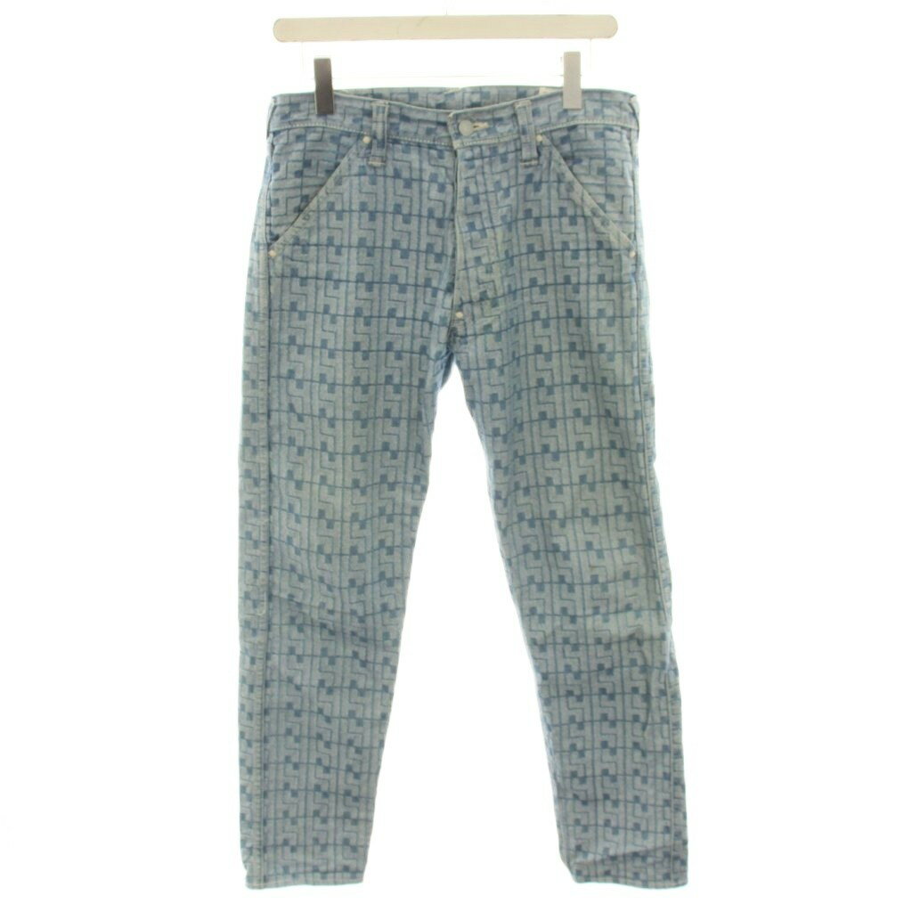 [Used] EVISU Denim Pants Jeans Button Fly All-over Logo Seagull Paint 32 Blue Light Blue 5500 /YT37 Men's [Vector Used Clothing] 260629