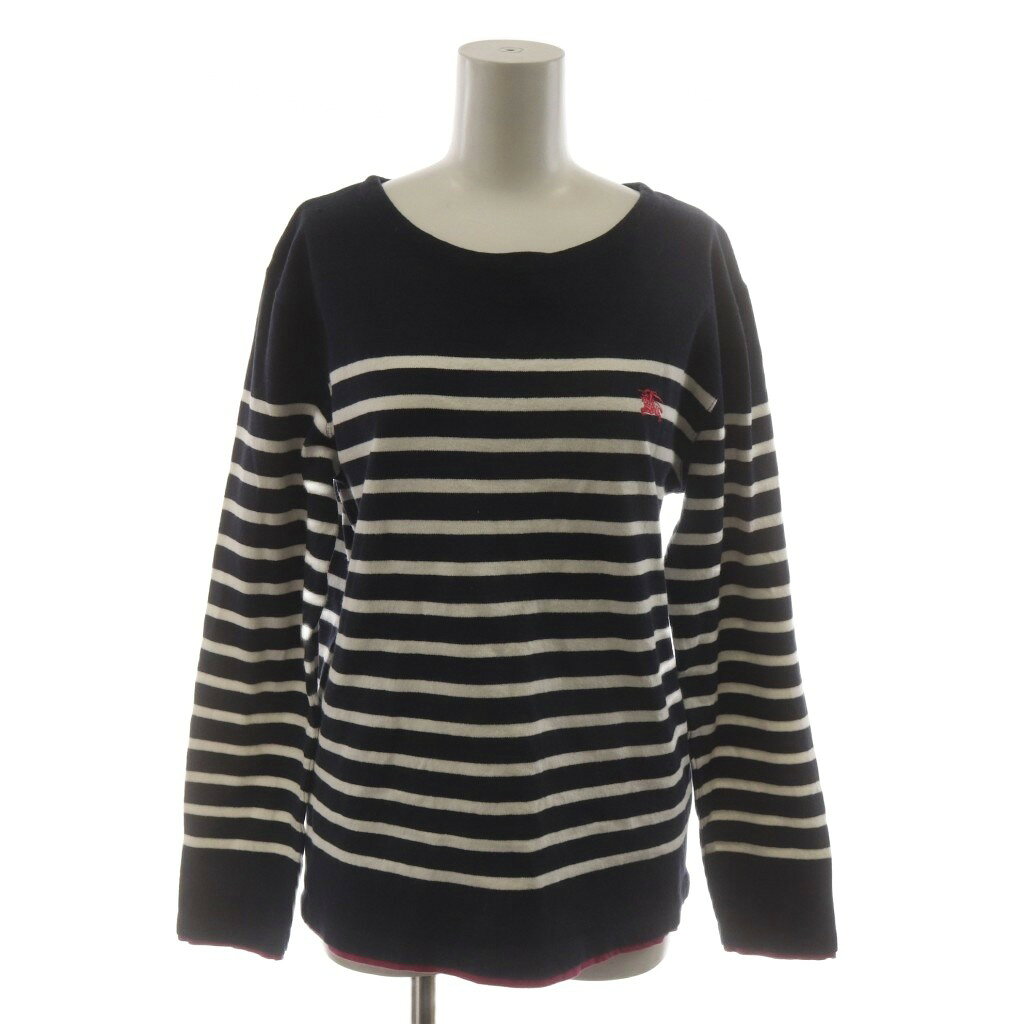 【中古】バーバリーブラックレーベル BURBERRY BLACK LABEL バスクシャツ カットソー 2 黒 ブラック 白 ホワイト ボーダー柄 長袖 /RR5 レディース 【ベクトル 古着】 260701
