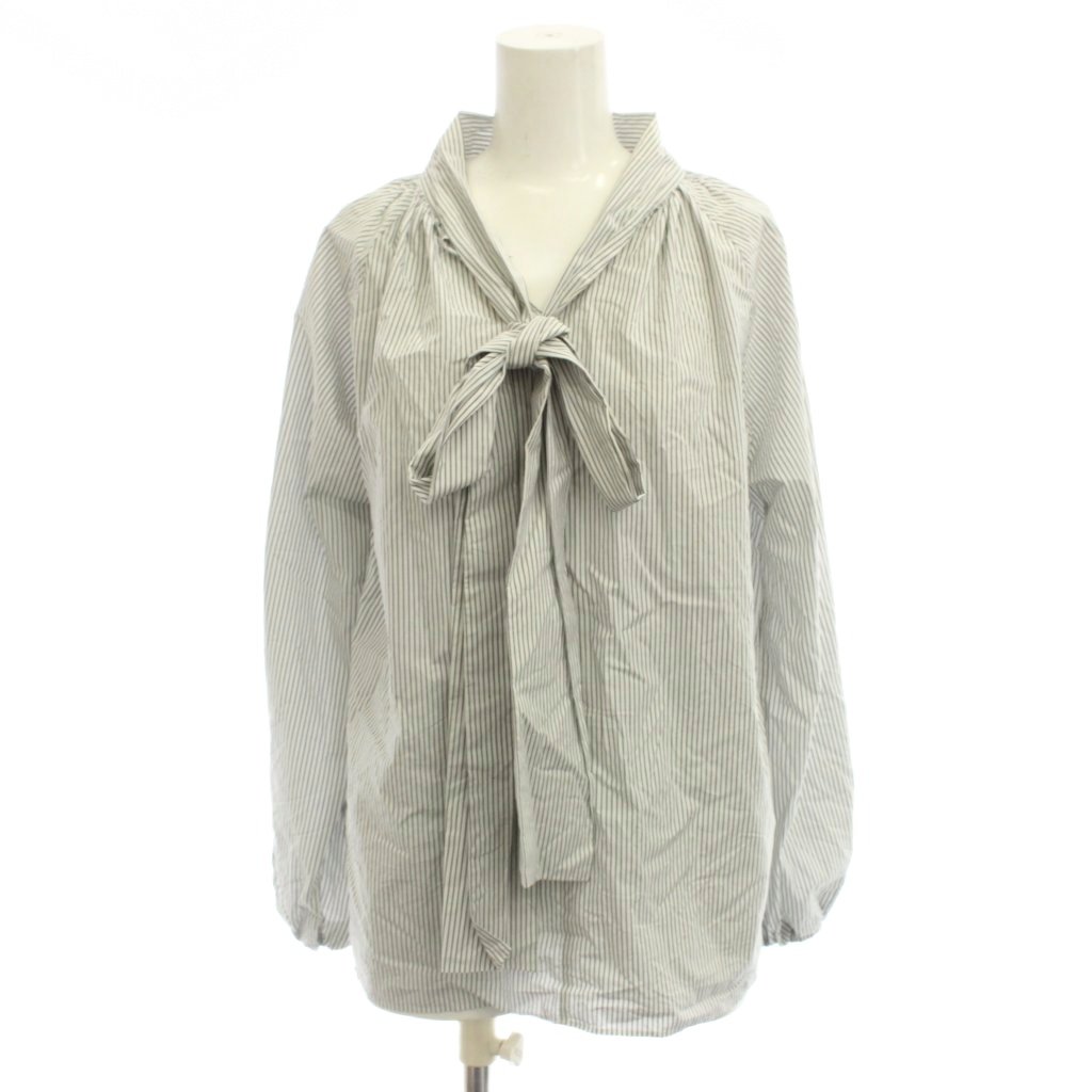 【中古】ミラオーウェン Mila Owen 24AW 前後2wayギャザースリーブボータイブラウス シャツ 0 白 グレー ストライプ柄 長袖 /JP55 レディース 【ベクトル 古着】 260701 auc-vector-21073397 ブランド古着の買取販売ベクトル パッケージ画像