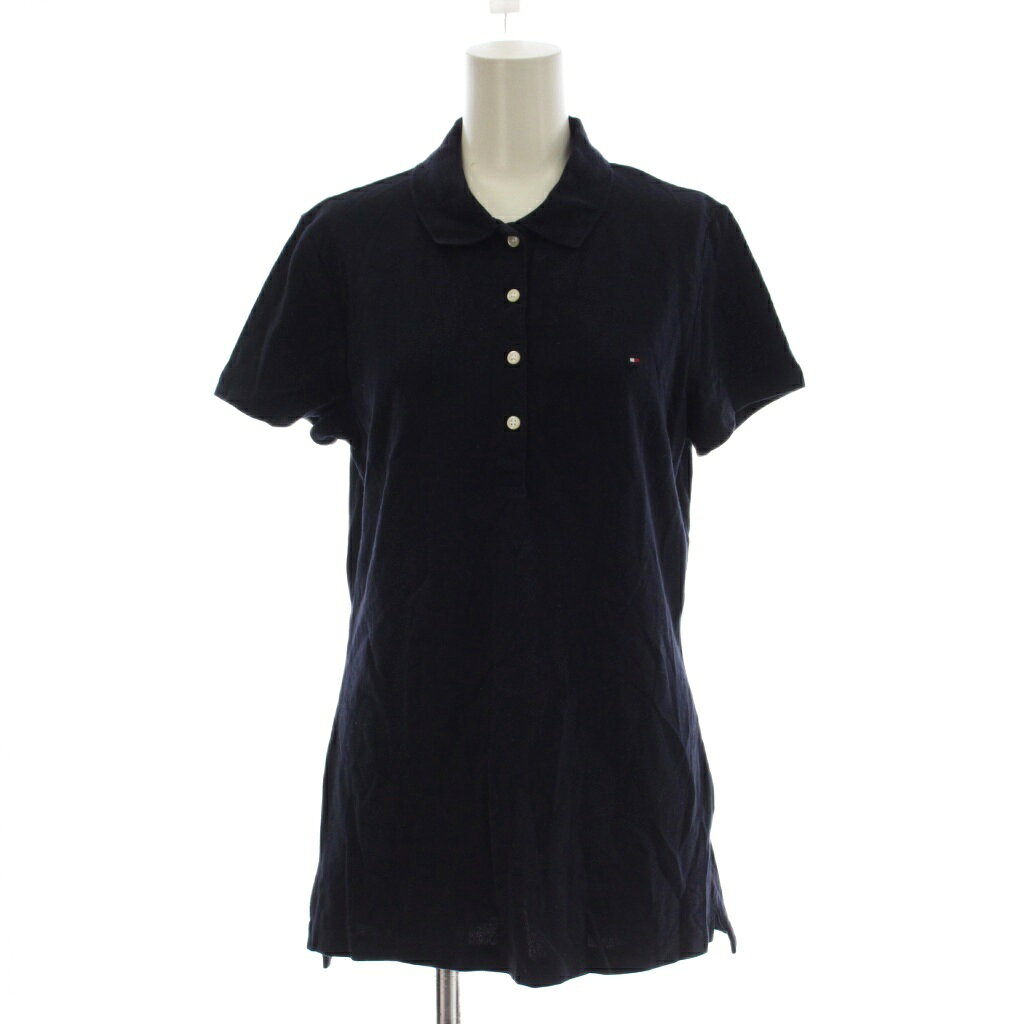 【中古】トミーヒルフィガー TOMMY HILFIGER ポロシャツ M 紺色 ネイビー 半袖 ボタンダウン /LP ■MA レディース 【ベクトル 古着】 260711