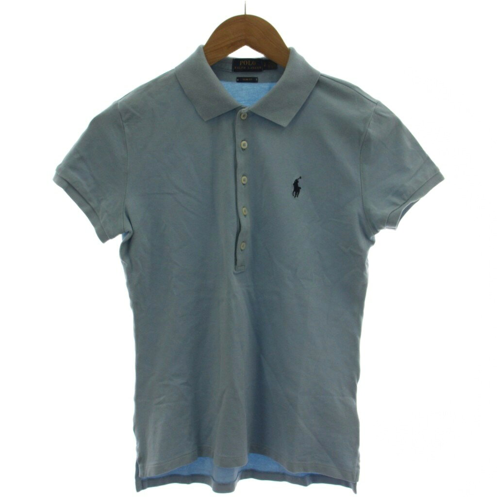 【中古】ポロ ラルフローレン POLO RALPH LAUREN ポロシャツ カットソー 半袖 SP 水色 ライトブルー /GG レディース 【ベクトル 古着】 260723