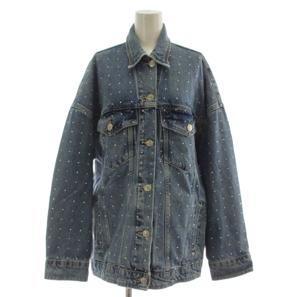 【中古】ザラ ZARA ジャケット ジージャン MEX28-30 青 ブルー ストーン装飾 長袖 /DU レディース 【ベクトル 古着】 260803