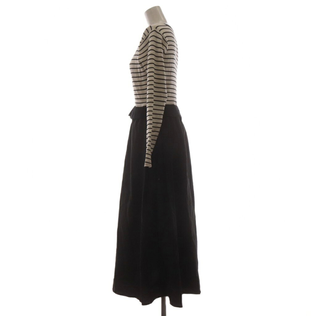【中古】ロペピクニック ROPE Picnic 25AW メタル釦ドッキングワンピース ロング S 黒 ブラック 白 ホワイト ストライプ柄 Vネック 長袖 /RR レディース 【ベクトル 古着】 260807 auc-vector-21171618 ブランド古着の買取販売ベクトル サンプル画像2