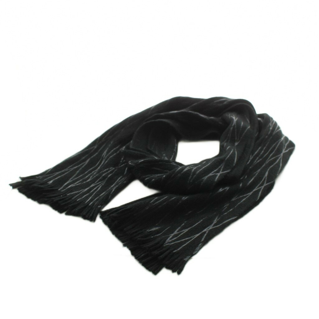 【中古】カルバンクライン CALVIN KLEIN マフラー フリンジ 黒 ブラック /AN ■MA ...
