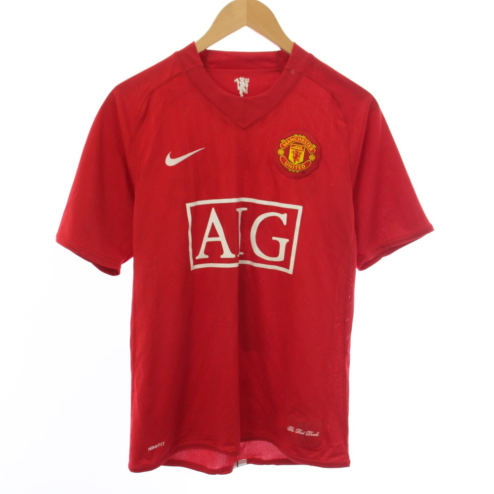 【中古】ナイキ NIKE マンチェスター・ユナイテッド FC 2007-2009シーズン ホーム用レプリカユニフォーム Tシャツ 半袖 S 赤 レッド 237924-666 /TK メンズ 【ベクトル 古着】 260817