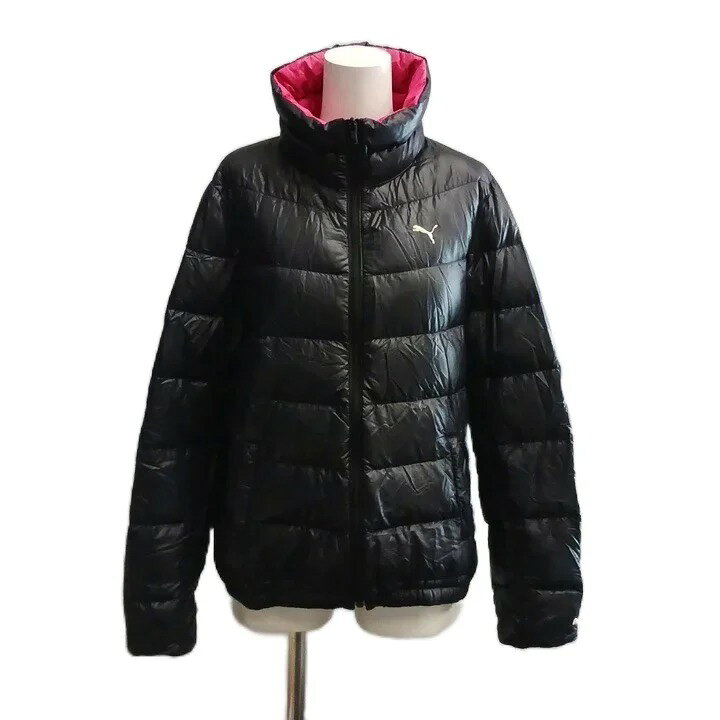 【中古】プーマ PUMA ダウンジャケット 上着 M 黒 ブラック 無地 ハイネック 長袖 /AP ■KC レディース 【ベクトル 古着】 260903