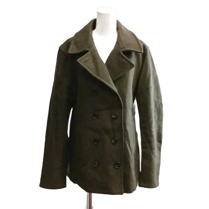 【中古】グリーンレーベルリラクシング ユナイテッドアローズ green label relaxing ピーコート L ウール カーキ ダブルブレスト 長袖 /AP ■KC レディース 【ベクトル 古着】 260903