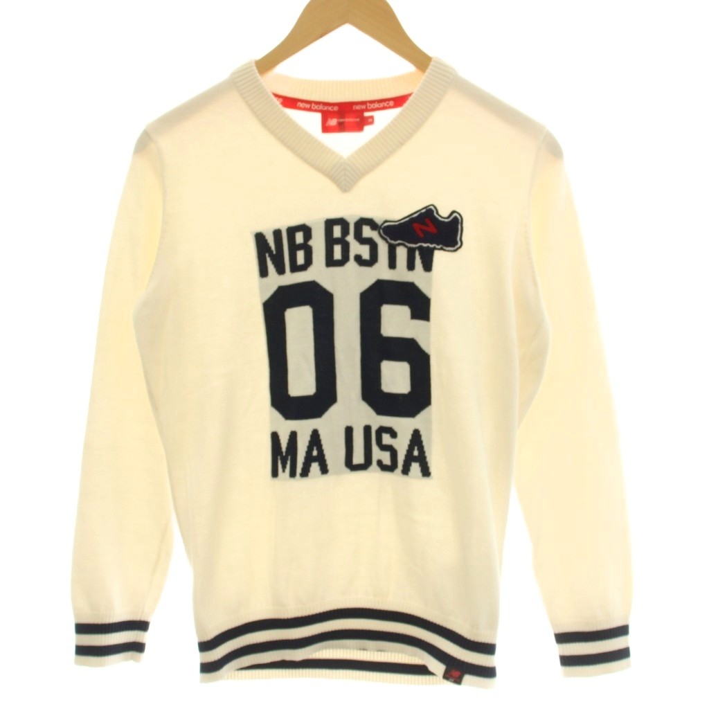 【中古】ニューバランス NEW BALANCE GOLF ニット セーター 長袖 Vネック 2 白 ホ...