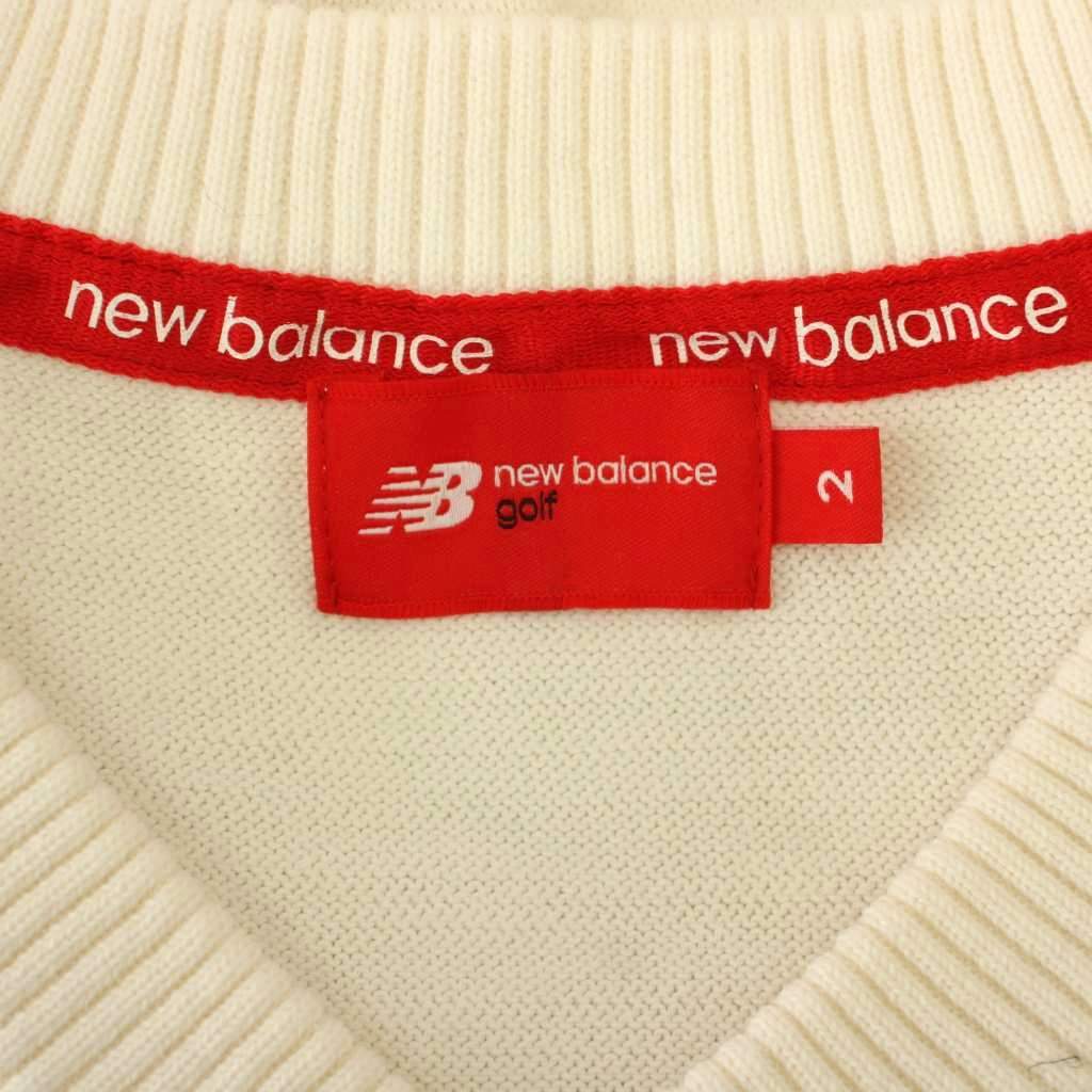 【中古】ニューバランス NEW BALANCE GOLF ニット セーター 長袖 Vネック 2 白 ホ...
