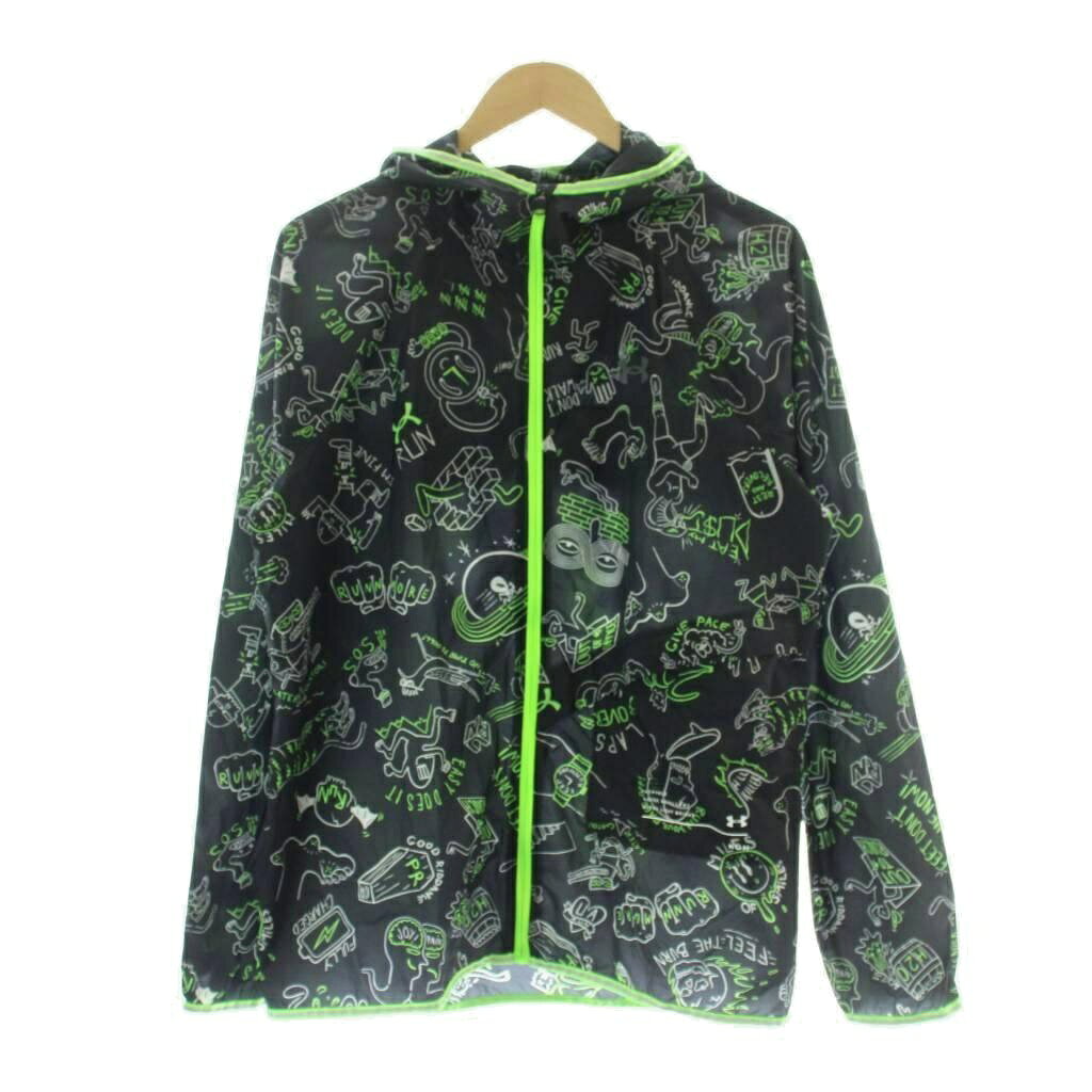 【中古】アンダーアーマー UNDER ARMOUR ナイロンパーカー ジャケット XL 黒 総柄 長袖 /JP メンズ 【ベクトル 古着】 261009