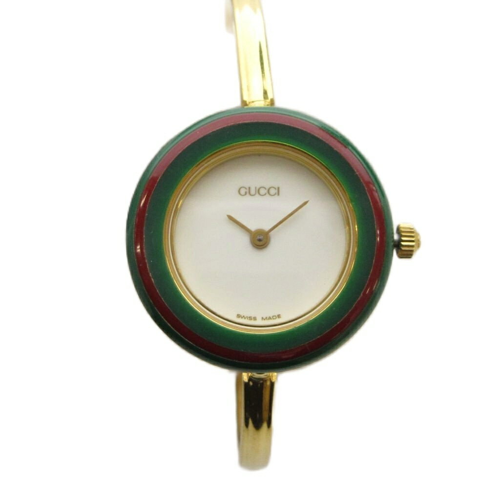 OMEGA - 【中古】グッチ GUCCI チェンジベゼル ウォッチ 腕時計 アナログ 2針 クォーツ ゴールド色 白 ホワイト 11/12.2 /AN64 ■OH レディース 【ベクトル 古着】 260421