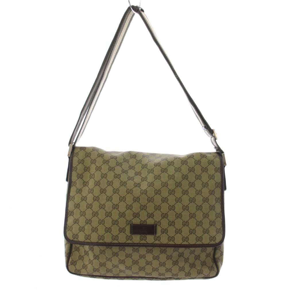 【中古】グッチ GUCCI メッセンジャーバッグ ショルダーバッグ GGキャンバス カーキ 233052 /BM ■OH メンズ 【ベクトル 古着】 260414