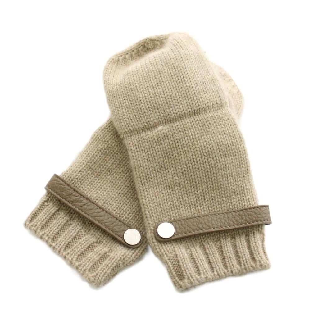 手套 - 【中古】エルメス HERMES リオネル 手袋 カシミア ディアスキンレザー S ベージュ /AN18 ■OH レディース 【ベクトル 古着】 260425