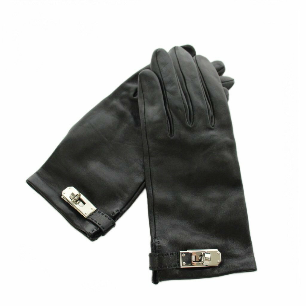 【中古】エルメス HERMES ケリー 手袋 レザー 7 黒 ブラック /AN24 ■OH レディース 【ベクトル 古着】 260513