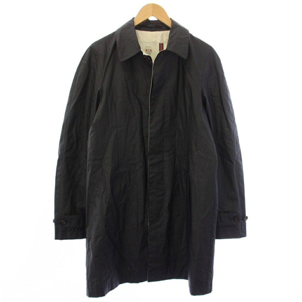 樂天商城 - 【中古】グッチ GUCCI ステンカラーコート スプリングコート 春アウター 46 黒 ブラック 255562 Z3216 /TK メンズ 【ベクトル 古着】 260516