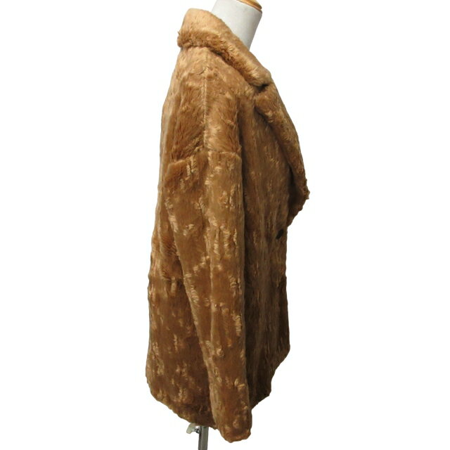 【中古】AULA アウラアイラ フェイクファーコート ジャケット 2B ひざ丈 茶 ブラウン 0 約Mサイズ 0208 IBO47 レディース 【ベクトル 古着】 240208